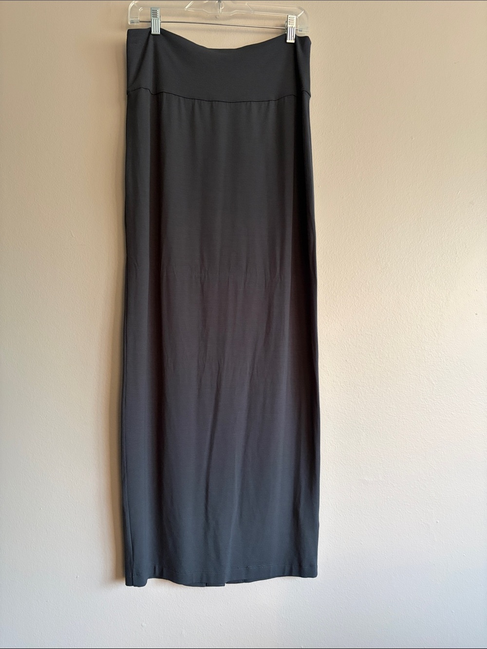 Eileen Fisher Sage Olive Green Elastic Waist Maxi Skirt Small Generous Fit